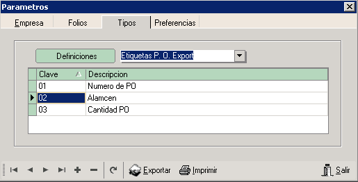 Parametros-EtiquePOExp